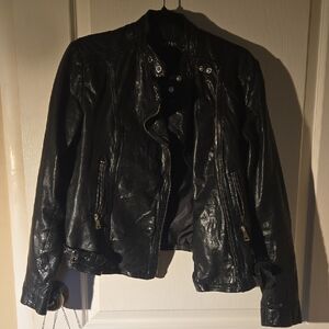 Ralph Lauren Glossy Black Leather Jacket